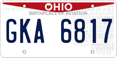 OH license plate GKA6817