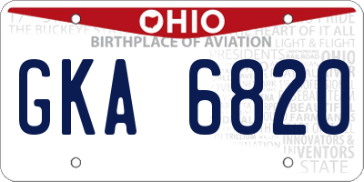 OH license plate GKA6820