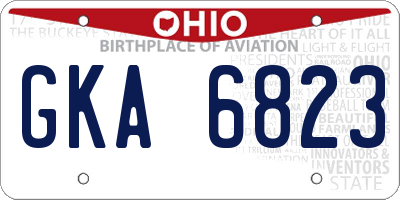 OH license plate GKA6823