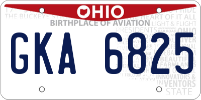 OH license plate GKA6825