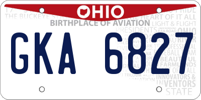 OH license plate GKA6827