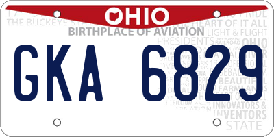 OH license plate GKA6829