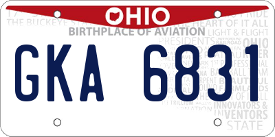 OH license plate GKA6831