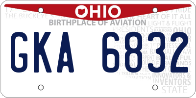OH license plate GKA6832