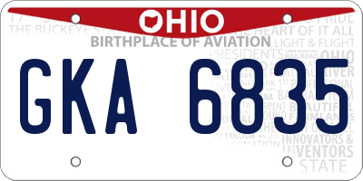OH license plate GKA6835