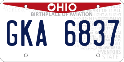 OH license plate GKA6837