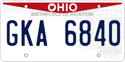 OH license plate GKA6840