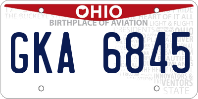 OH license plate GKA6845