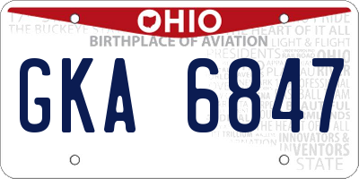 OH license plate GKA6847