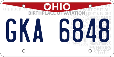 OH license plate GKA6848