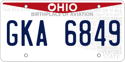 OH license plate GKA6849
