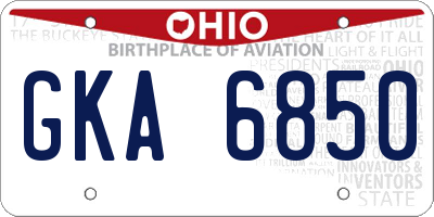 OH license plate GKA6850