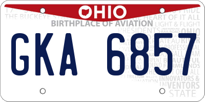 OH license plate GKA6857