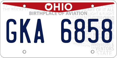OH license plate GKA6858