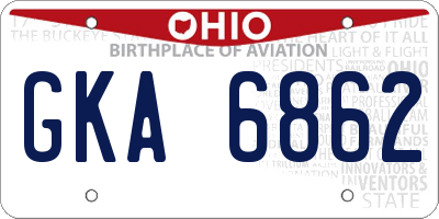 OH license plate GKA6862