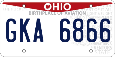 OH license plate GKA6866