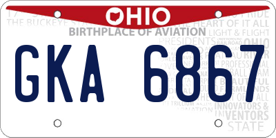 OH license plate GKA6867