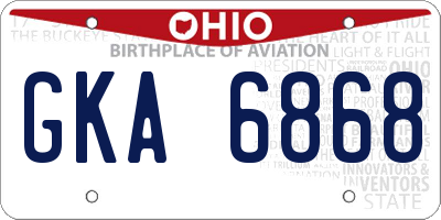 OH license plate GKA6868