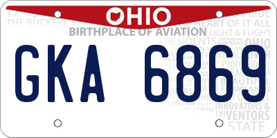 OH license plate GKA6869