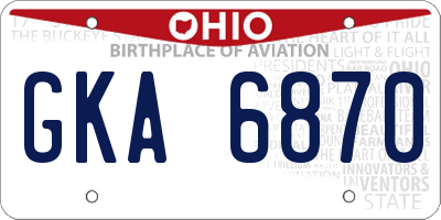 OH license plate GKA6870