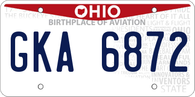 OH license plate GKA6872