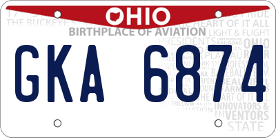OH license plate GKA6874