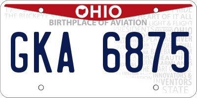 OH license plate GKA6875