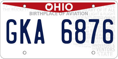 OH license plate GKA6876