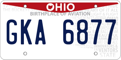 OH license plate GKA6877