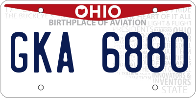 OH license plate GKA6880