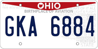 OH license plate GKA6884