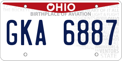 OH license plate GKA6887