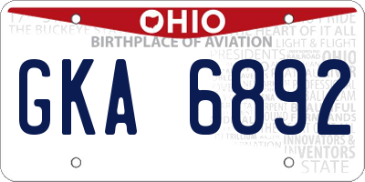 OH license plate GKA6892