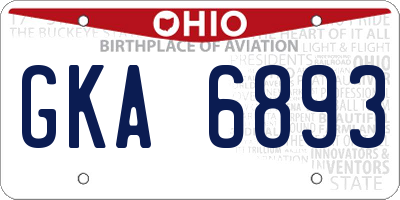OH license plate GKA6893