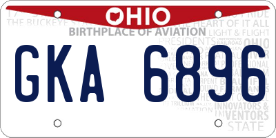 OH license plate GKA6896