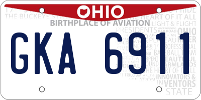 OH license plate GKA6911