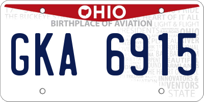 OH license plate GKA6915