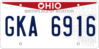 OH license plate GKA6916