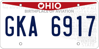 OH license plate GKA6917