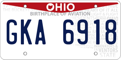 OH license plate GKA6918