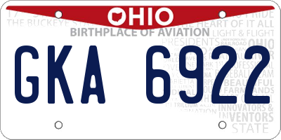 OH license plate GKA6922