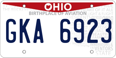 OH license plate GKA6923