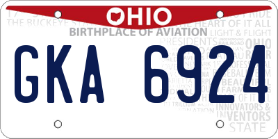 OH license plate GKA6924