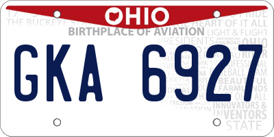 OH license plate GKA6927