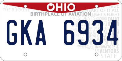 OH license plate GKA6934