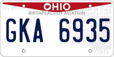OH license plate GKA6935