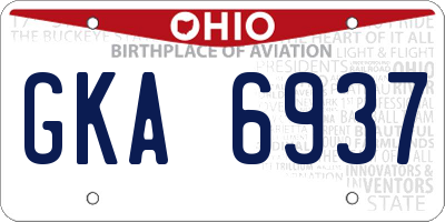 OH license plate GKA6937