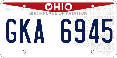 OH license plate GKA6945