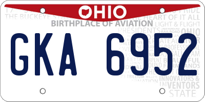 OH license plate GKA6952