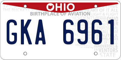OH license plate GKA6961